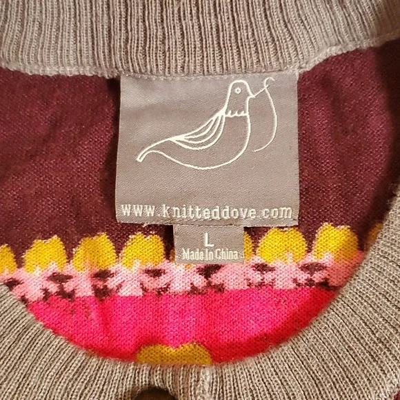 Knitted Dove Hot Pink Owl cardigan wool blend - Picture 2 of 4